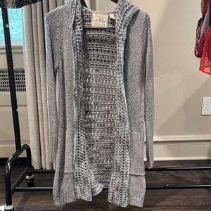 Angel Of The North Gray Open-Knit Sweater